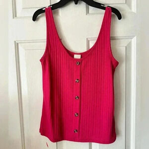 Hot pink tank top with buttons